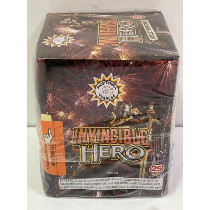 Vendita online Fuochi D'Artificio F2 INVINCIBLE HERO 25 SHOTS F2 costo  24,90 €  spedizione in 2-3 giorni