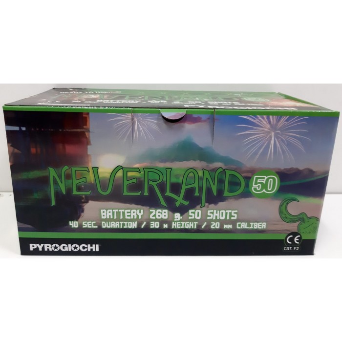Vendita online Fuochi D'Artificio F2 NEVERLAND 50 SHOTS F2 costo  25,90 €  spedizione in 2-3 giorni