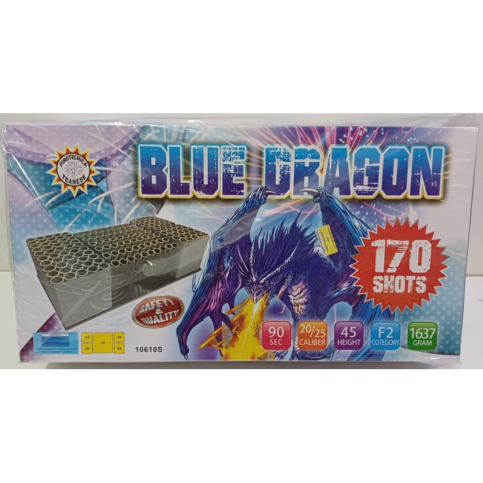 Vendita online Fuochi D'Artificio F2 BLUE DRAGON 170 COLPI costo  139,90 €  spedizione in 2-3 giorni