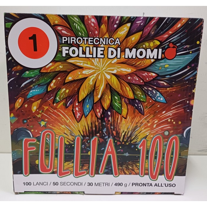 Vendita online Fuochi D'Artificio F2 FOLLIA 100 COLPI EFFETTO N 1 costo  29,90 €  spedizione in 2-3 giorni