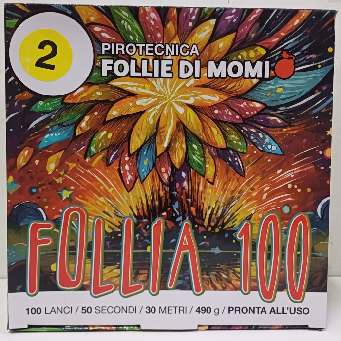 Vendita online Fuochi D'Artificio F2 FOLLIA 100 COLPI EFFETTO N2 costo  29,90 €  spedizione in 2-3 giorni