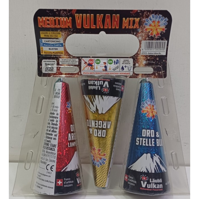 Vendita online Fuochi D'Artificio F2 MEDIUM VULKAN MIX  SVIZZERO costo  24,90 €  spedizione in 2-3 giorni