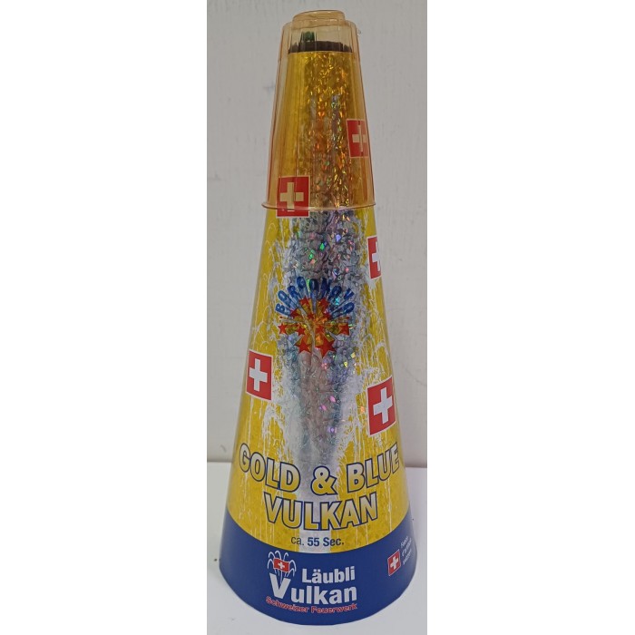 Vendita online Fuochi D'Artificio F2 VULCANO SVIZZERO GOLD & BLUE costo  19,90 €  spedizione in 2-3 giorni