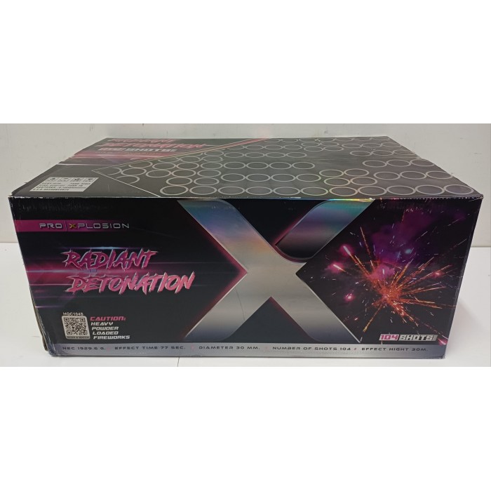 Vendita online Fuochi D'Artificio F2 PRO XPLOSION RADIANT DETONATION 104 SHOTS costo  160,00 €  spedizione in 2-3 giorni